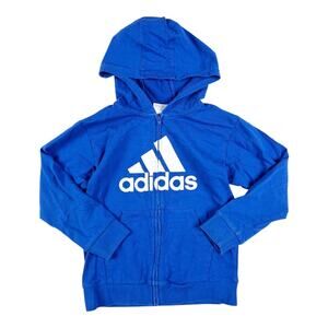 Adidas Blue Logo Zip Up Hoodie Sweatshirt size 7